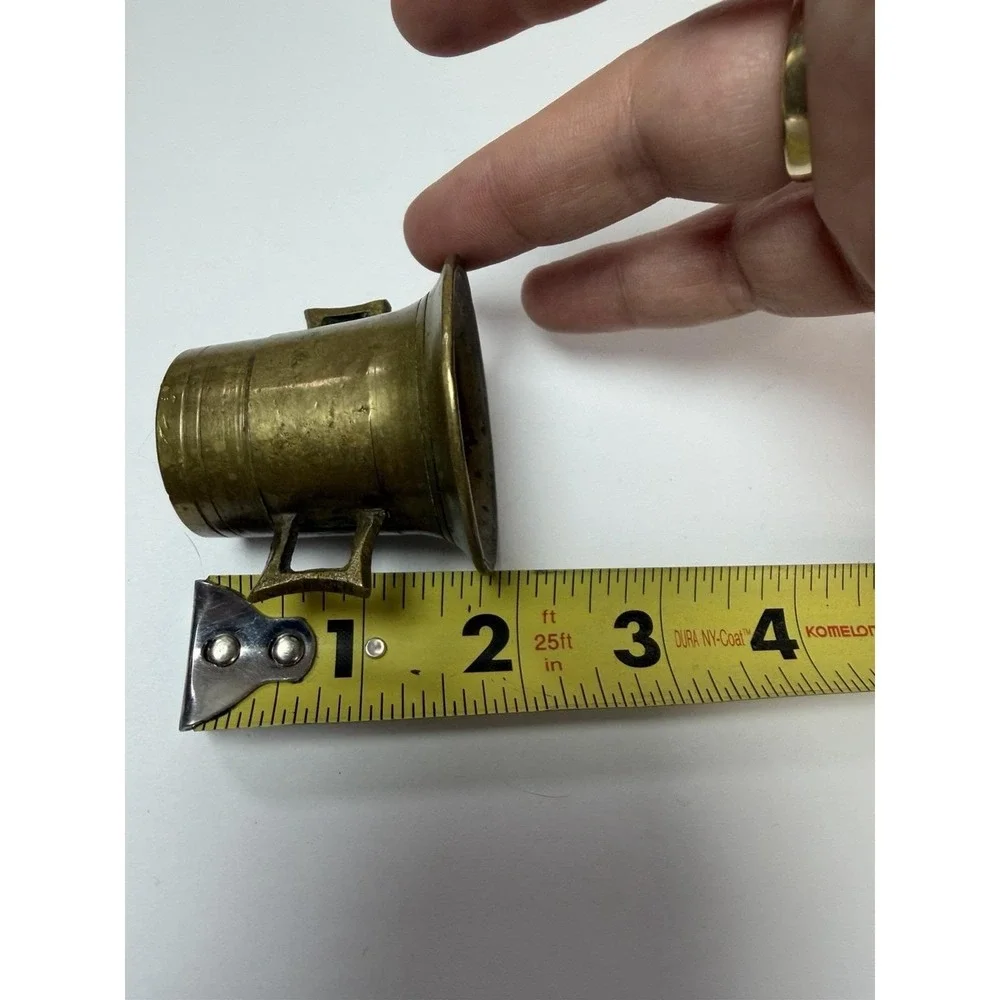 Brass Mortar & Pestle Small Handled Pharmacy Apothecary Vintage Decor‎